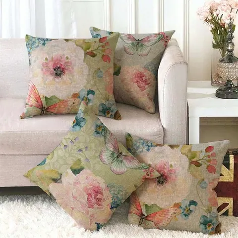 Fodere Per Cuscini In Lino Con Motivi Floreali E Animali Vintage Federa Decorativa Quadrata Per Divano Casa