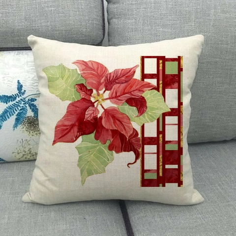 Vintage Blumen Vögel Leinen Kissenbezug Quadratisch Tropen Pflanze Weihnachten Druck Deko Kopfkissenhülle Heimtextil