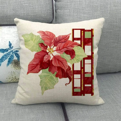 Vintage Blumen Vögel Leinen Kissenbezug Quadratisch Tropen Pflanze Weihnachten Druck Deko Kopfkissenhülle Heimtextil