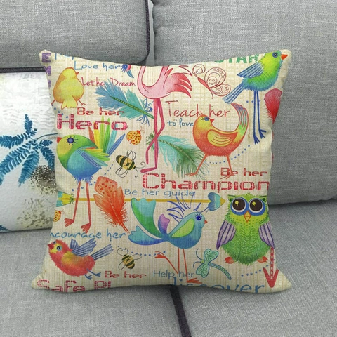 Decoratieve Kussenhoes Linnen Katoen Vintage Vogel Bloemen Pijl Print Boheemse Stijl Huis Sofa Decoratie