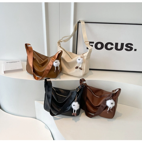 Sac À Épaule Femme Cuir PU Souple Bandoulière Large Sac Hobo Motif Litchi Sac Besace Tendance