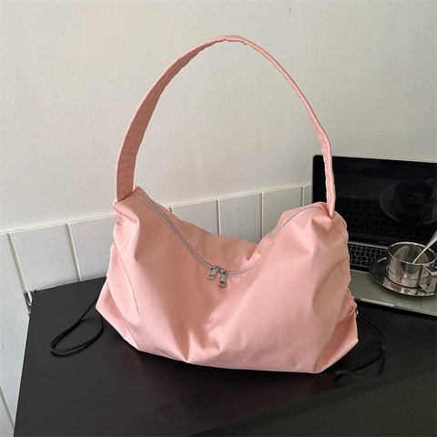 Borsa Hobo In Nylon Grande Capacità Da Donna Borsa A Tracolla Plissettata Morbida Con Coulisse Tracolla Larga Borsa A Mano Casual