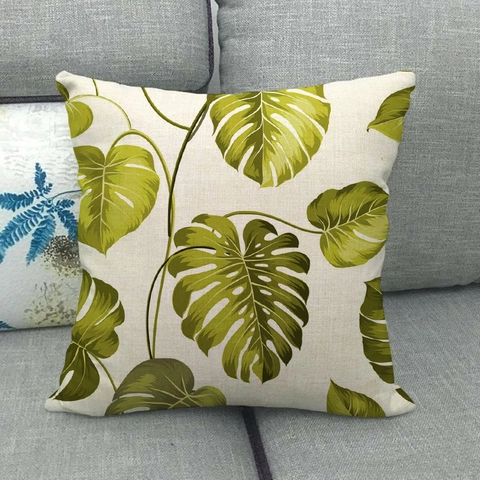 Tropische Pflanze Bananenblatt Leinen Dekorative Kissenbezüge Quadratische Kissenhüllen Für Sofa Couch Wohnzimmer Deko