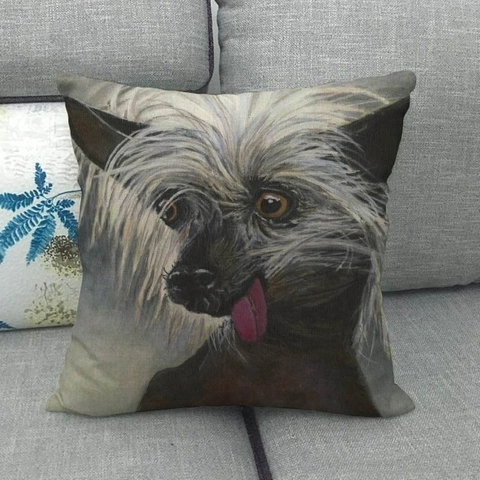 Oil Painting Art Dog Pattern Linen Cushion Cover Decorative Square Throw Pillowcase For Sofa Home Decor Animal Portrait