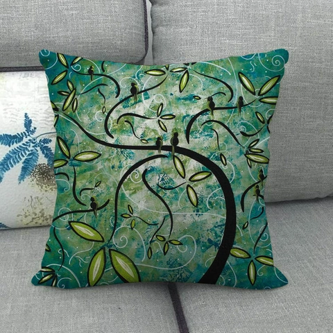 Nature Tree Landscape Decorative Throw Pillow Cases Linen Abstract Oil Painting Square Cushion Covers For Sofa Home Decor