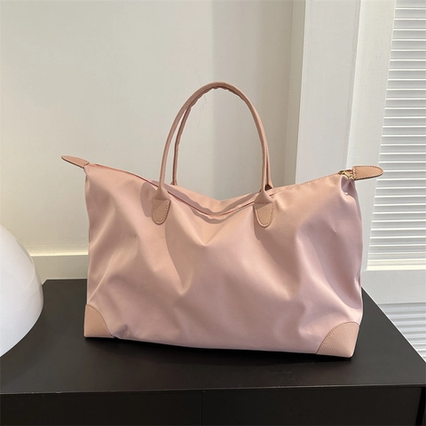Bolsa de Viaje de Tela Oxford de Gran Capacidad Bolso Tote Minimalista Con Asas de Cuero y Esquinas Reforzadas para Mujer Hombre Deporte Yoga