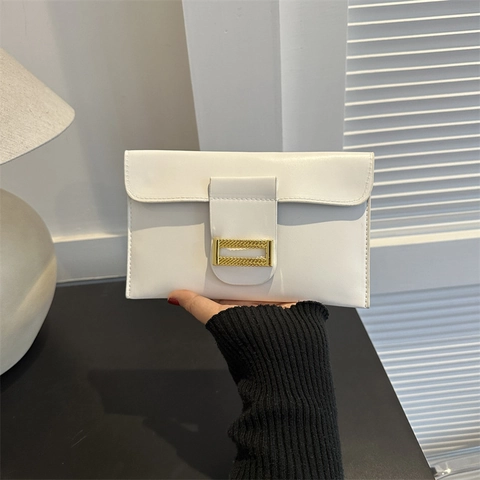 Mode PU Leder Umschlag Clutch Bag Für Frauen Große Kapazität Telefon Brieftasche Mit Goldener Metallschnalle Trendy Street Style