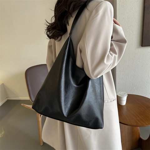 Bolso Tote de Cuero PU de Gran Capacidad para Mujer Bolso de Hombro Hobo Minimalista Bolso de Mano Vintage para Conmutar Diario