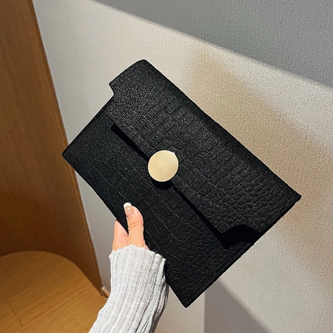 Women Crocodile Embossed Envelope Clutch Bag Gold Metal Ring Buckle PU Leather Handbag For Evening Party Wedding Fashion Purse
