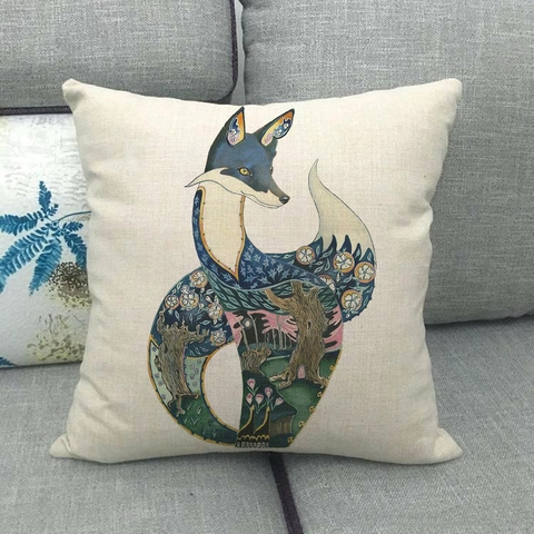 Kissenbezug Leinen Künstlerisch Tier Aquarell Druck Dekorativer Kissenhülle Für Sofa Wohnzimmer Haus Dekoration