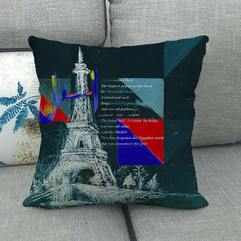 Vintage Paris Eiffelturm Thema Leinen Kissenbezug Retro Französischer Stil Dekorative Quadratische Kissenhülle Für Zuhause
