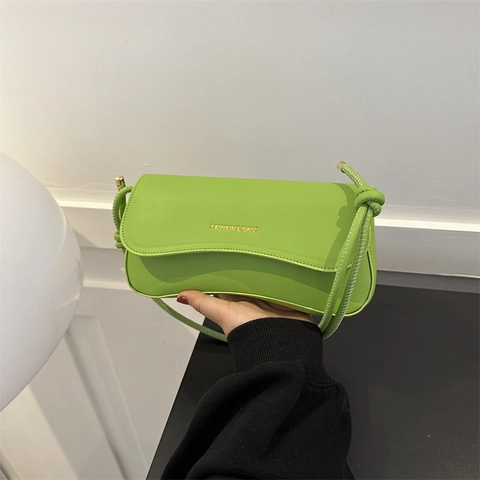 Women Minimalist PU Leather Underarm Shoulder Bag Fashion Knotted Strap Magnetic Buckle Small Square Bag For Daily Use