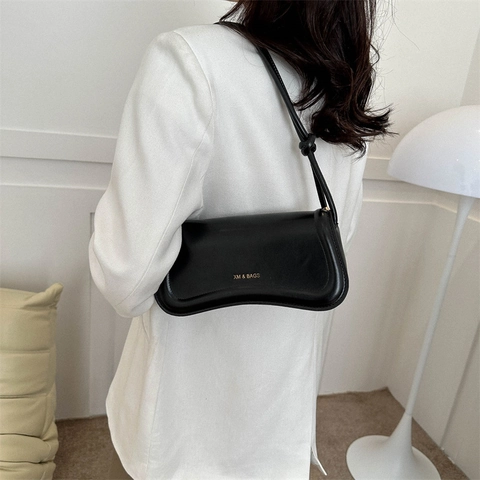 Borsa Sottobraccio Chic In Pelle PU Per Donna Borsa A Tracolla Baguette Curva Minimalista Con Design Cinturino A Nodo