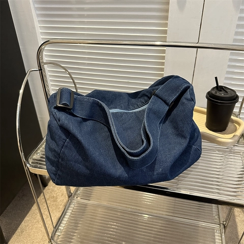 Sac Bandoulière en Toile pour Femme Sac Cabas Décontracté Couleur Unie Grande Capacité Sac Croisé Mode Sac à Main Quotidien