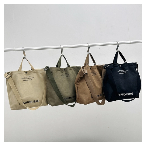 Große Kapazität Canvas Tote Bag Retro Einfach Vielseitig Schulter Umhängetasche Für Damen Student Lässig Pendeln