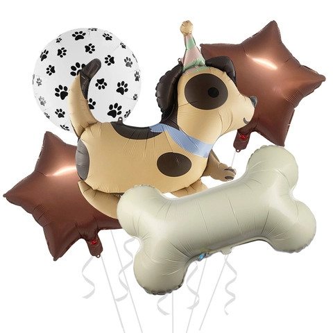 Ensemble de Ballons en Aluminium Thème Chien Dessin Animé Ballons Forme d'Os Étoile pour Décoration de Fête d'Anniversaire