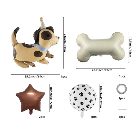 Ensemble de Ballons en Aluminium Thème Chien Dessin Animé Ballons Forme d'Os Étoile pour Décoration de Fête d'Anniversaire