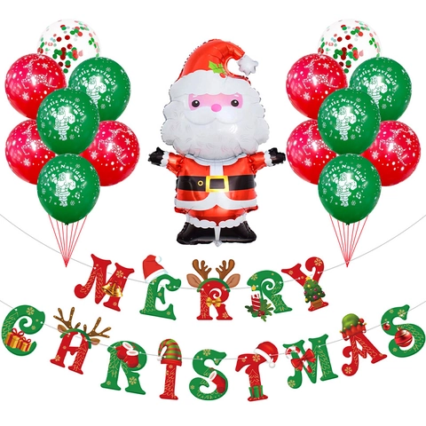 Palloncini E Banner Di Natale Decorazione Lamina Lattice Babbo Natale Omino Di Pan Di Zenzero Albero Festa Ornamenti Appesi Festivo