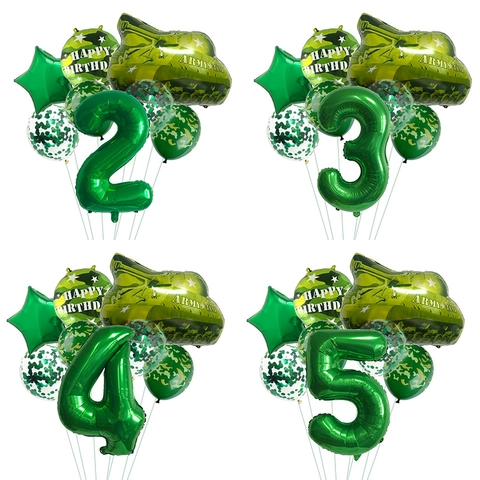 Army Panzer Folienballon Tarnung Latex Ballons Für Kinder Geburtstagsparty Dekoration Grün Militär Thema Nummer