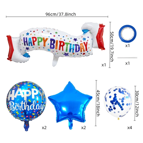 Happy Birthday Balloons Colorful Aluminum Foil Latex Confetti Balloons For Kids First Birthday Party Decoration Props