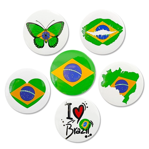 Spilla Bottone In Banda Stagnata Bandiera Brasile Distintivo Mappa Brasiliana Farfalla Cuore Design Coppa Del Mondo Bar Festa Decorazione