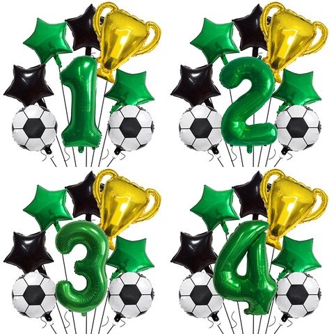 Foil Football Champion Trophy Balloon World Cup Theme Party Decoration Green Number Balloon Kids Birthday Party Supplies