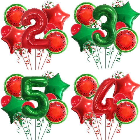 Décoration de Ballon de Fête d'Anniversaire de Pastèque d'Été Ballons en Latex de Feuille d'Aluminium Thème de Fruits pour Fête d'Anniversaire d'Enfants 1 9