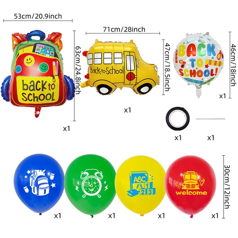 Palloncino Rientro a Scuola Pellicola Alluminio Lattice Modello Autobus Matita Zaino per Decorazione Festa Aula Celebrazione