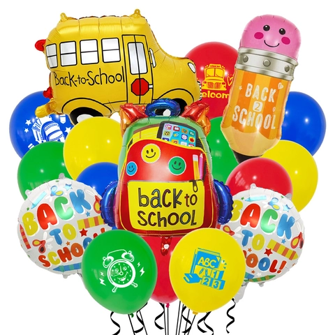 Palloncini Ritorno A Scuola In Alluminio E Lattice Forme Scuolabus Matita Zaino Decorazione Per Festa Di Benvenuto In Classe