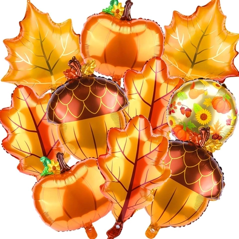 Palloncini Ringraziamento Foglia Acero Zucca Ghianda Foglio Alluminio Decorazione Festa Raccolto Autunno