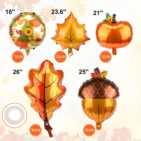 Palloncini Ringraziamento Foglia Acero Zucca Ghianda Foglio Alluminio Decorazione Festa Raccolto Autunno