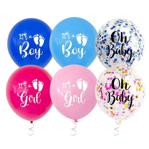 Palloncino in Lattice per Rivelazione Genere Decorazione Baby Shower Tema It's A Boy Girl Motivo Impronta Palloncino Rotondo