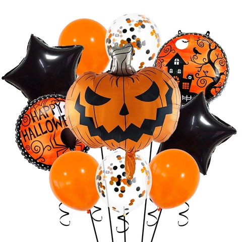 Halloween Aluminum Foil Balloons Pumpkin Skeleton Mummy Bat Spider For Party Decorations And Photo Props Purple Orange