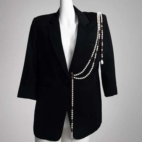 Mehrlagige Imitationsperlen Quasten Brosche Kette Mit Sternanhänger Mode Anzug Kleidung Nadel Für Damen Hochzeit Bankett Schmuck