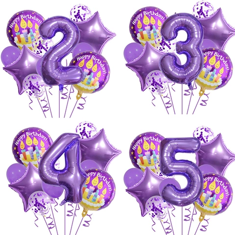 Palloncini Decorativi Per Compleanno Viola Alluminio Lattice Stella Tondo Coriandoli Accessori Per Feste