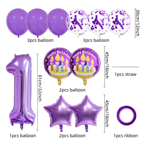 Palloncini Decorativi Per Compleanno Viola Alluminio Lattice Stella Tondo Coriandoli Accessori Per Feste
