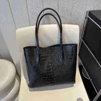 Women Large Capacity Tote Bag Crocodile Pattern PU Leather Commuter Shoulder Bag Fashion Handbag Everyday Office Satchel Gift