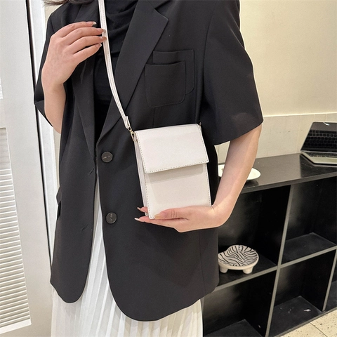 Minimalistische Umhängetasche Aus PU Leder Kleine Rechteckige Schultertasche Mit Magnetverschluss Lässiger Stil Für Damen