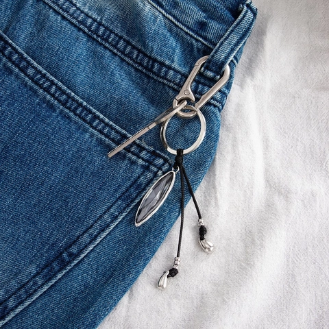 Porte-clés Coeur Cristal Acrylique Style Français Anneau En Alliage Avec Cordon Pour Sac À Main De Femmes
