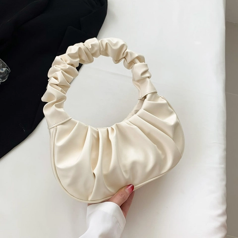 Bolso De Axila Fruncido Para Mujer Cuero PU Bolso De Mano Cloud Hobo Asa Scrunchie Minimalista Cartera Moda