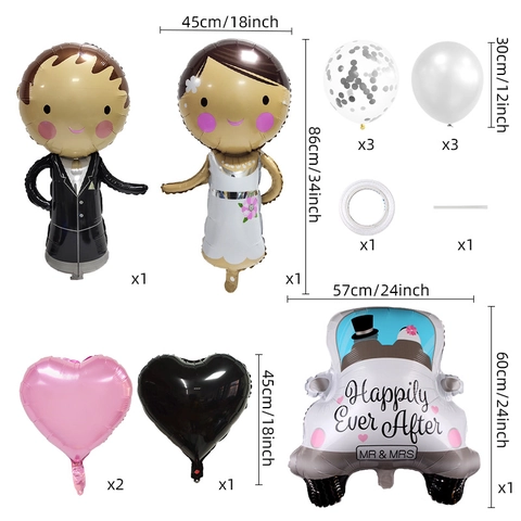 Decorazione Palloncini Alluminio Matrimonio Sposa Sposo Auto Cuore Forme Articoli Festa Romantica Proposta Decor