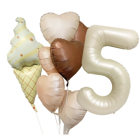 Set di Palloncini in Alluminio a Tema Gelato Vintage Crema Avena Cioccolato a Forma di Cuore Decorazione Festa di Compleanno