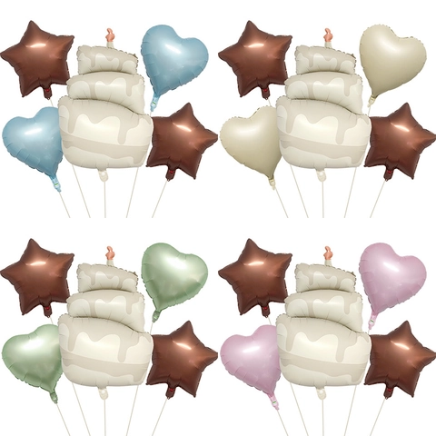 Palloncini In Alluminio Opaco Retro Forme Torta Stella Cuore Decorazione Di Scena Per Festa Di Compleanno