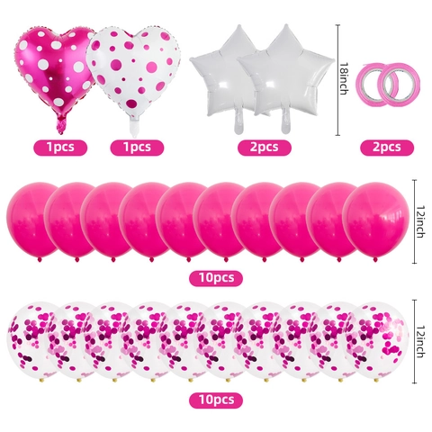 Heart Star Aluminum Foil Balloons Rose Red White Polka Dot Latex Sequin Party Decorations Valentine's Day Wedding