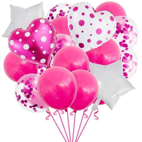 Heart Star Aluminum Foil Balloons Rose Red White Polka Dot Latex Sequin Party Decorations Valentine's Day Wedding