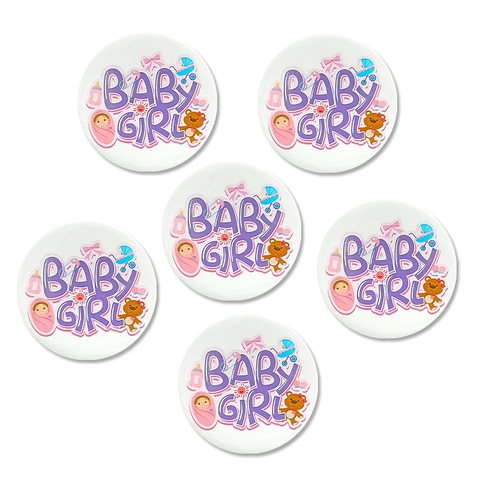 Spilla in Banda Stagnata Rotonda Baby Shower Gender Reveal Decorazione per Team Boy Girl Modello di Orso Cartone Animato Biberon