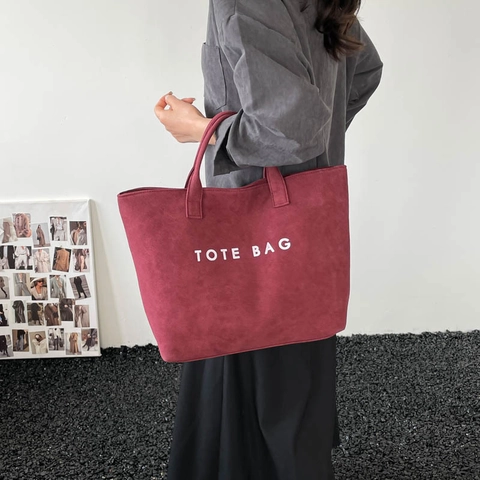 Borsa Tote Pelle Scamosciata Sintetica Grande Capacità Minimalista Borsa A Spalla Da Donna Vintage Chic
