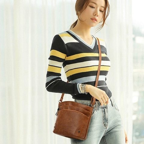 Borsa A Tracolla Vintage Da Donna Pelle PU Borsa A Spalla Tasche Multiple Con Cerniera Grande Capacità Borsa Messenger Casual