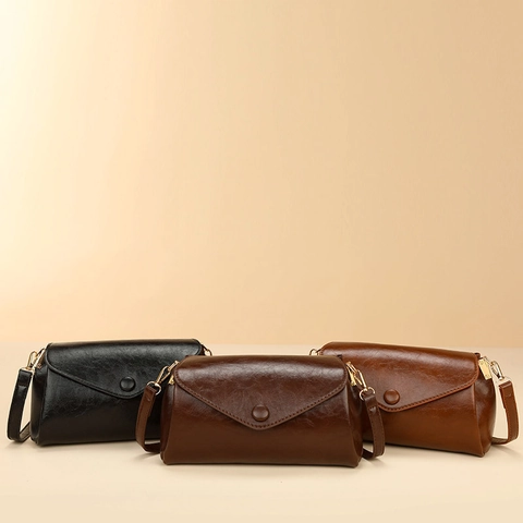 Minimalist Retro Women PU Leather Small Square Bag With Envelope Flap Fashion Casual Shoulder Crossbody Bag For Daily Commute