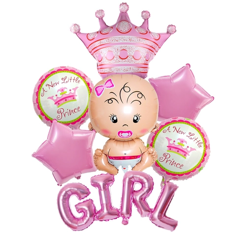 Baby Shower Gender Reveal Aluminiumfolie Luftballon Junge Mädchen Krone Stern Folienballons Geburtstag Party Dekoration Foto Requisiten